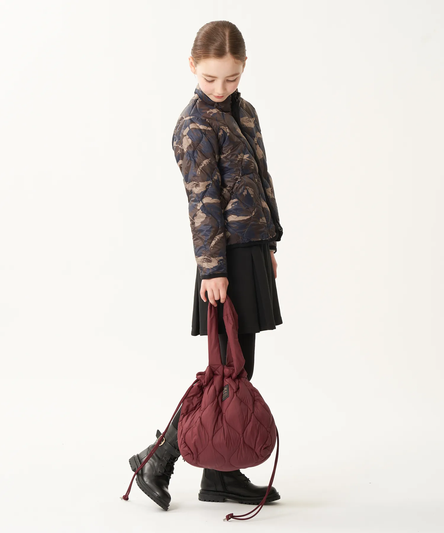 Kids Military Hi-Neck W-Zip Down Jacket (Soft Shell) - Image 9