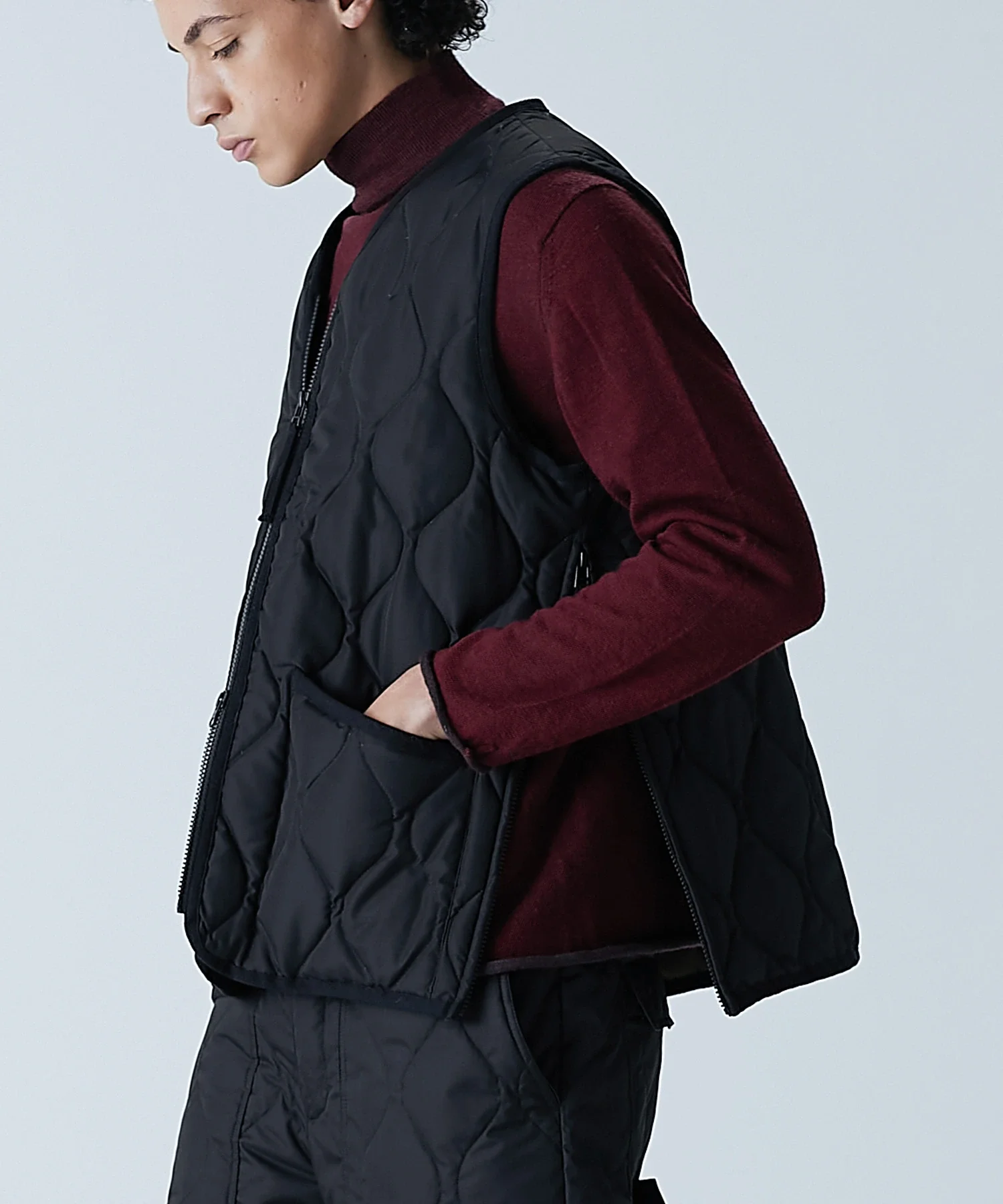 Unisex Military Zip V-Neck Down Vest (Hard Shell) - Image 11