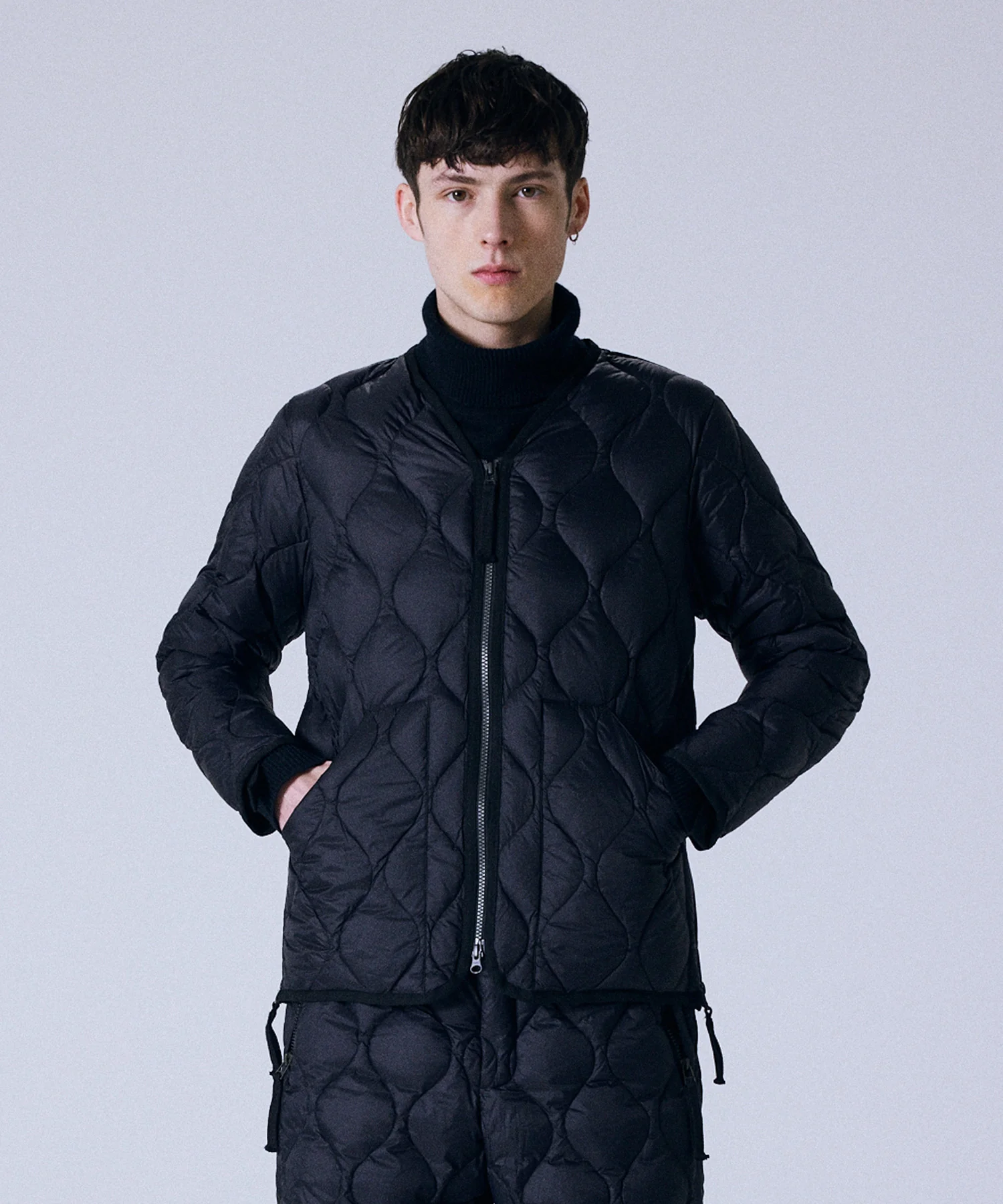 Unisex Military W-Zip V-Neck Down Jacket (Soft Shell) - Image 11