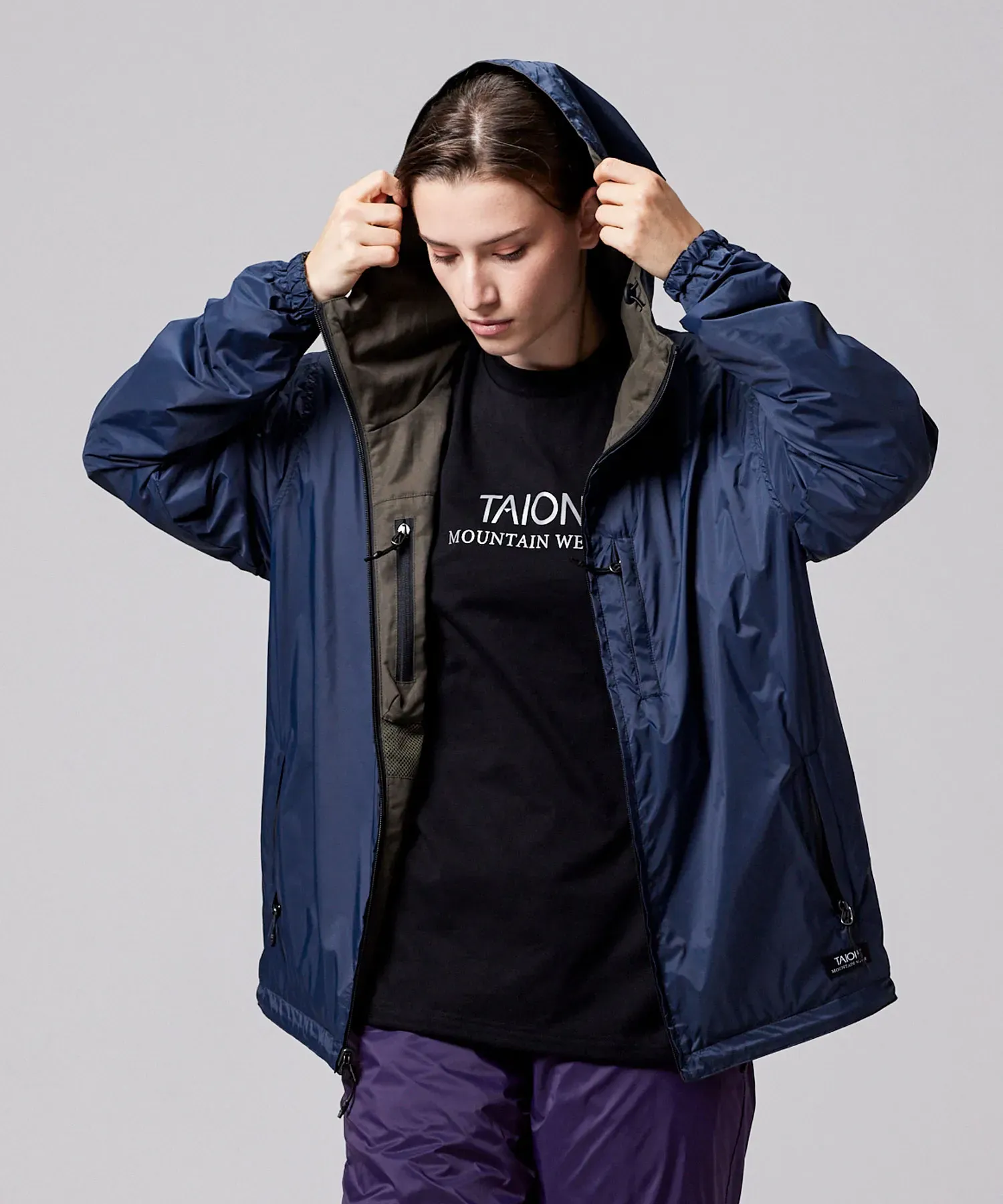 Unisex Non Down Mountain Reversible W-Zip Hood Jacket - Image 26