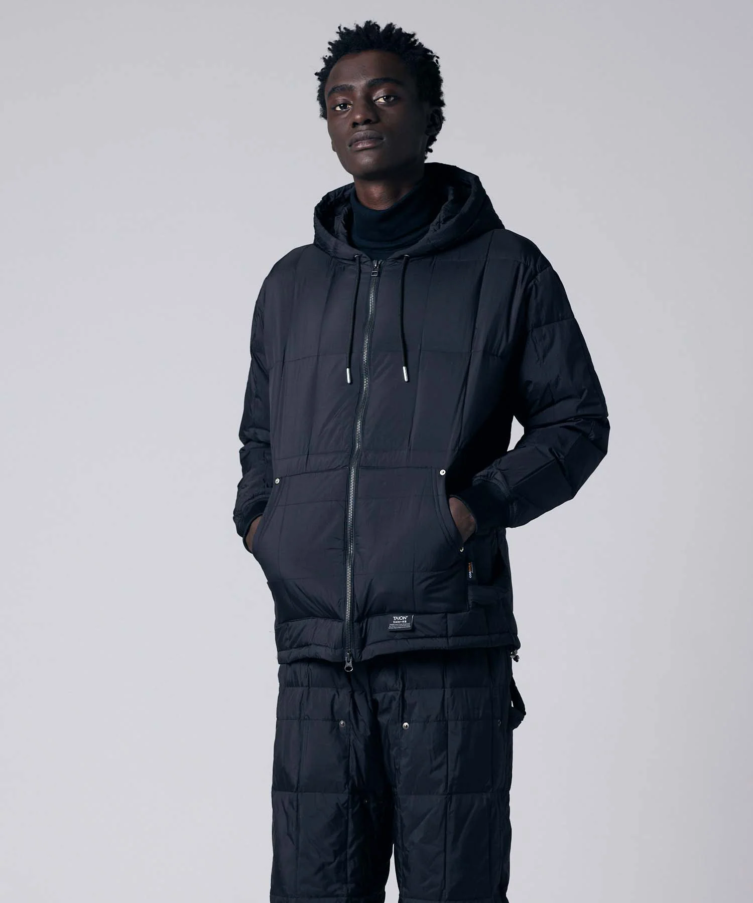 Unisex Work W-Zip Hood Rib Down Jacket - Image 14